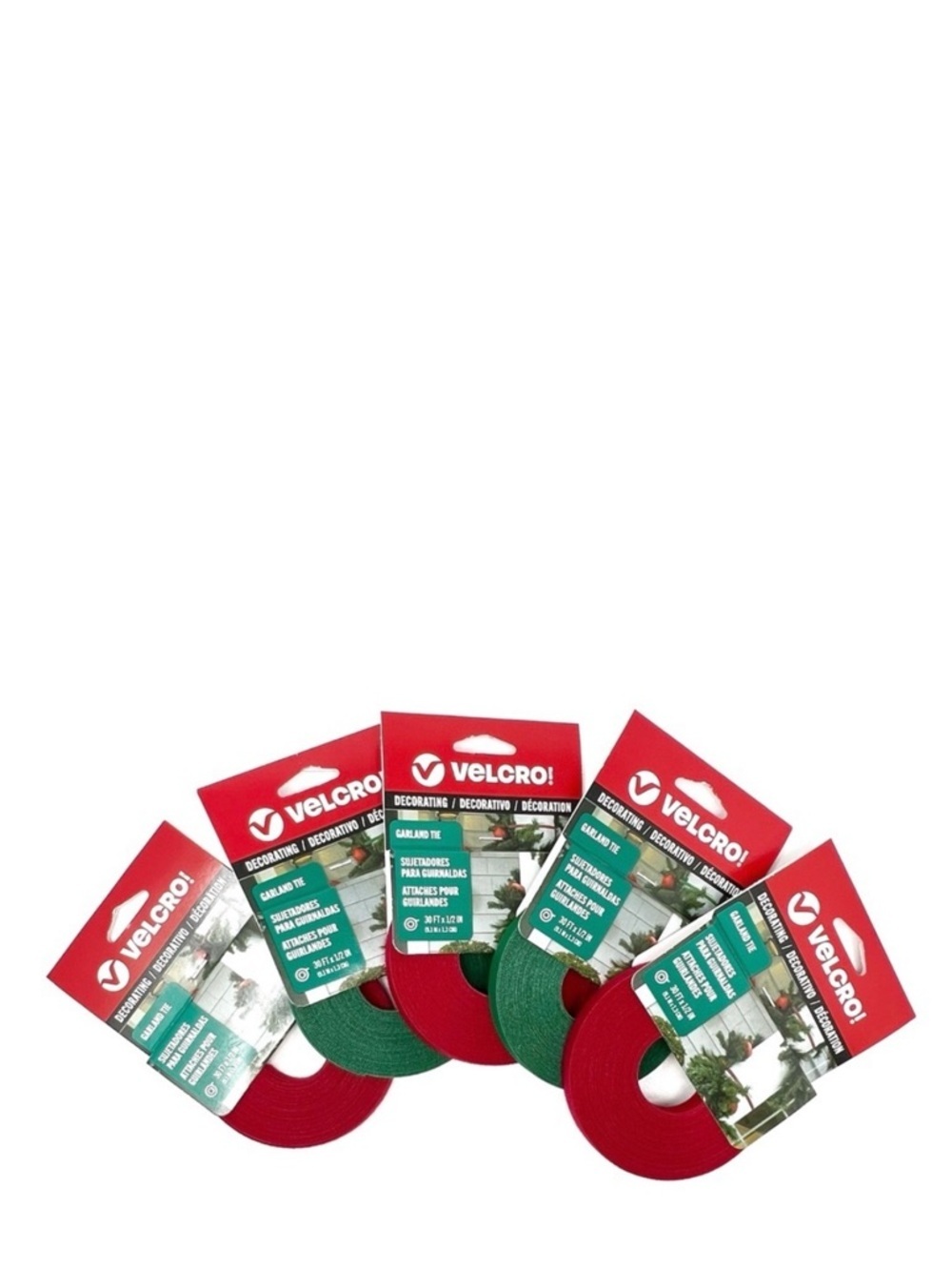 Five Rolls of Velcro Decorating Garland Tie 0.5” X 30’ Holiday Christmas New NWT